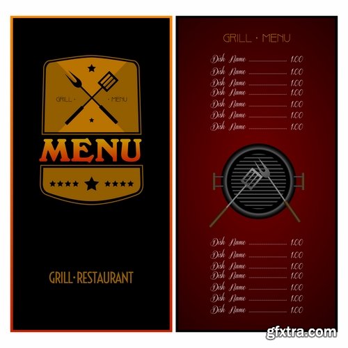 Fast Food, Cooking, Meal & Drink Menus #4, 25xEPS