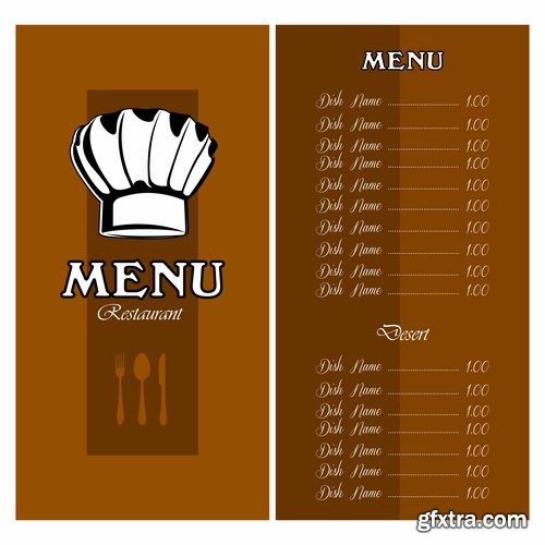 Fast Food, Cooking, Meal & Drink Menus #4, 25xEPS