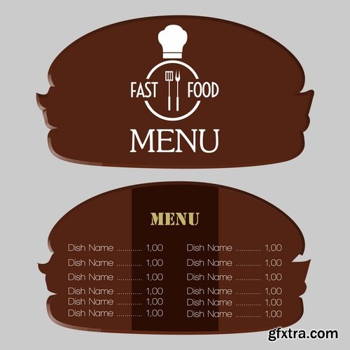 Fast Food, Cooking, Meal & Drink Menus #4, 25xEPS