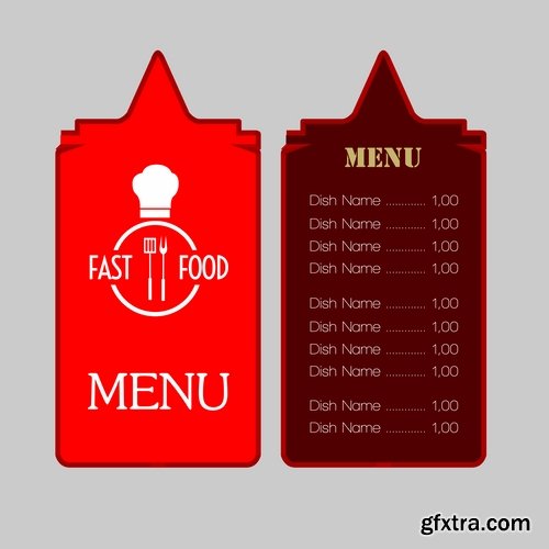 Fast Food, Cooking, Meal & Drink Menus #4, 25xEPS