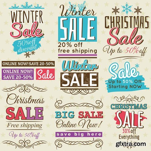 Winter Christmas Sale Banners 14xEPS