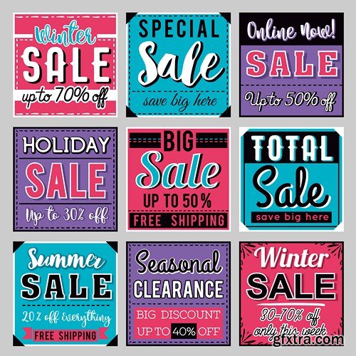 Winter Christmas Sale Banners 14xEPS