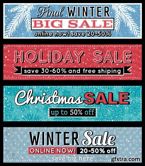 Winter Christmas Sale Banners 14xEPS