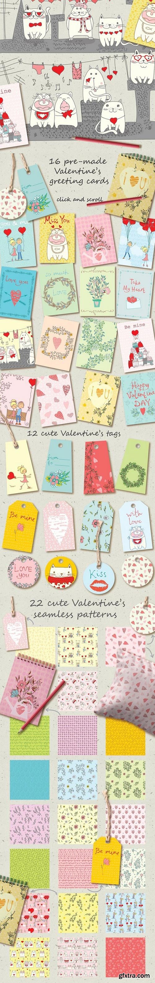 Hand Sketched Valentine's Bundle 46xEPS