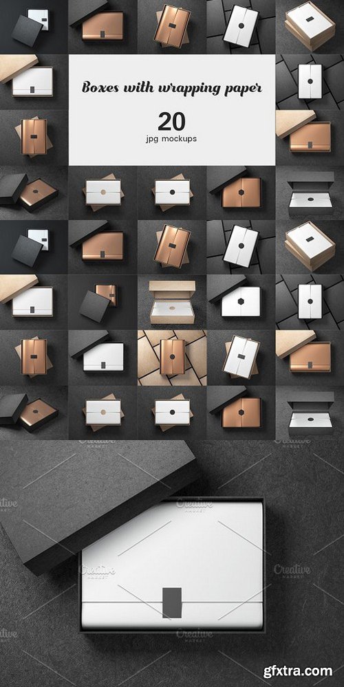 CM - 20 Boxes with wrapping paper Mockups 1167539