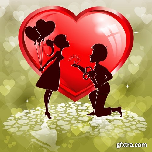 Collection flyer gift card Valentine's Day invitation card vector image 4-25 EPS