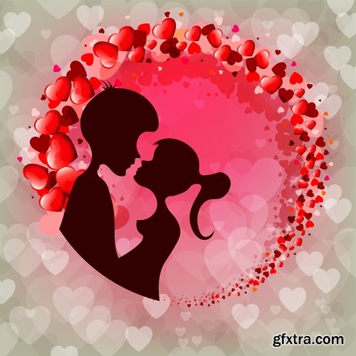 Collection flyer gift card Valentine's Day invitation card vector image 4-25 EPS