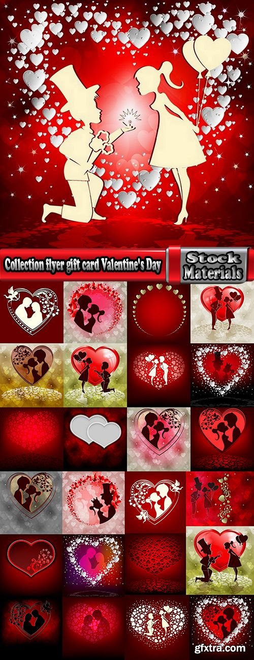 Collection flyer gift card Valentine's Day invitation card vector image 4-25 EPS