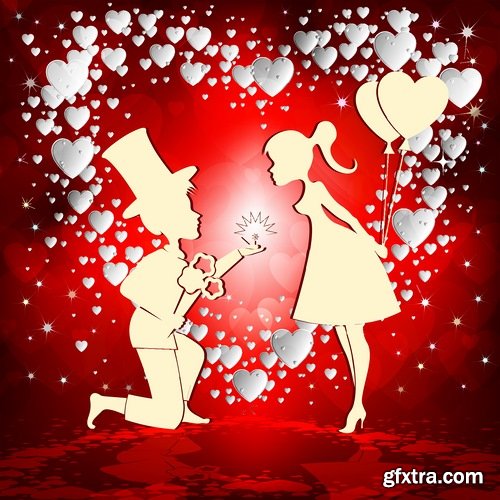 Collection flyer gift card Valentine's Day invitation card vector image 4-25 EPS