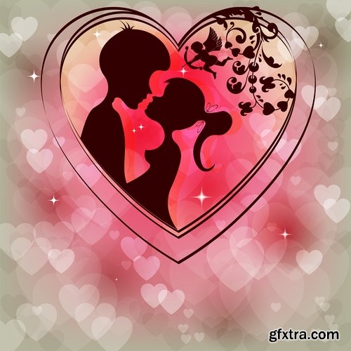 Collection flyer gift card Valentine's Day invitation card vector image 4-25 EPS