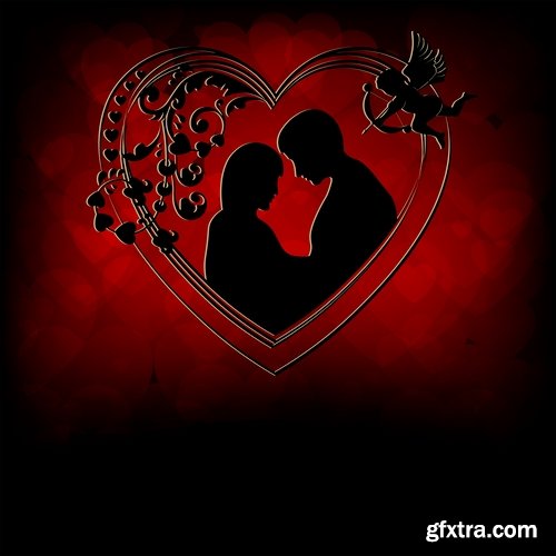 Collection flyer gift card Valentine's Day invitation card vector image 4-25 EPS