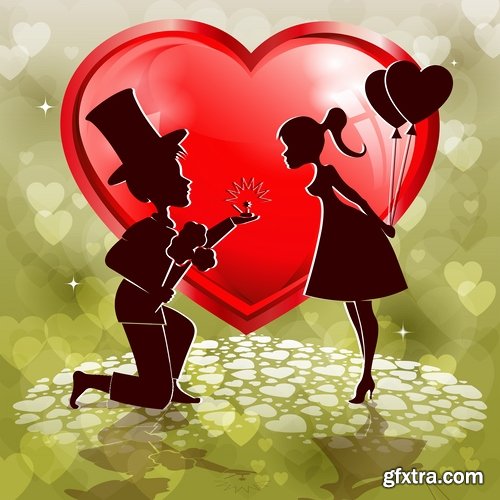 Collection flyer gift card Valentine's Day invitation card vector image 4-25 EPS