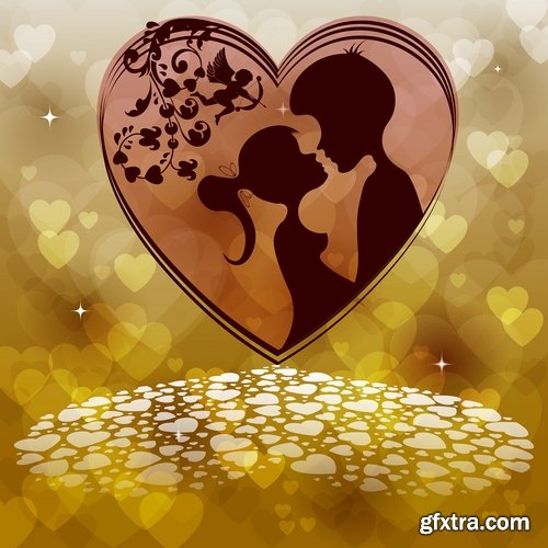 Collection flyer gift card Valentine's Day invitation card vector image 4-25 EPS