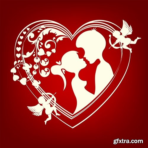 Collection flyer gift card Valentine's Day invitation card vector image 4-25 EPS