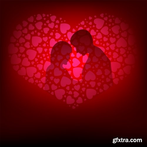 Collection flyer gift card Valentine's Day invitation card vector image 4-25 EPS