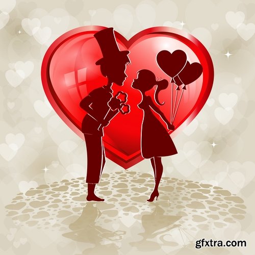 Collection flyer gift card Valentine's Day invitation card vector image 4-25 EPS
