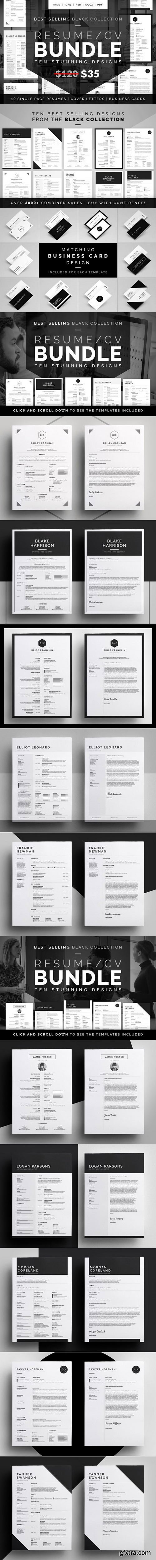 CM - Resume/CV Bundle - Black Collection 492619