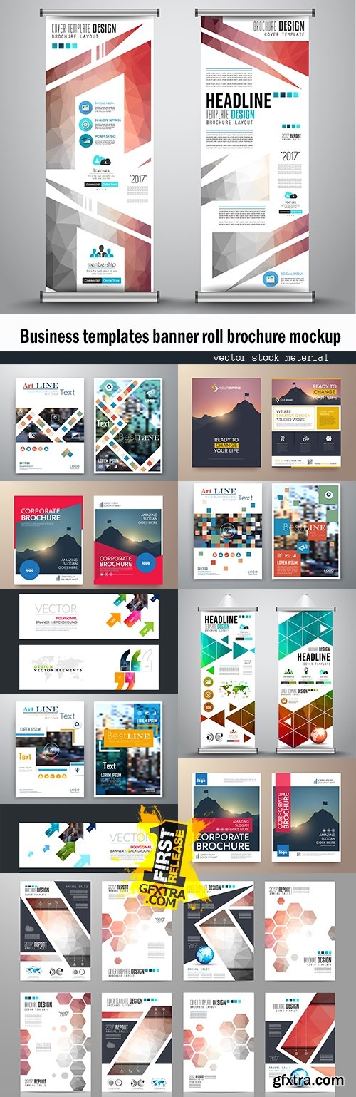 Business templates banner roll brochure mockup