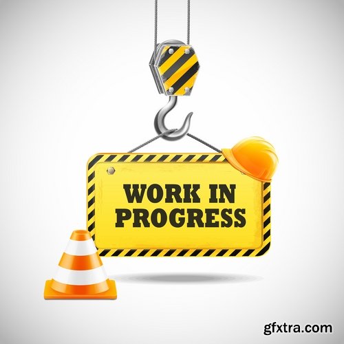 Collection cartoon builder construction worker icon sticker tool vector image 18 EPS