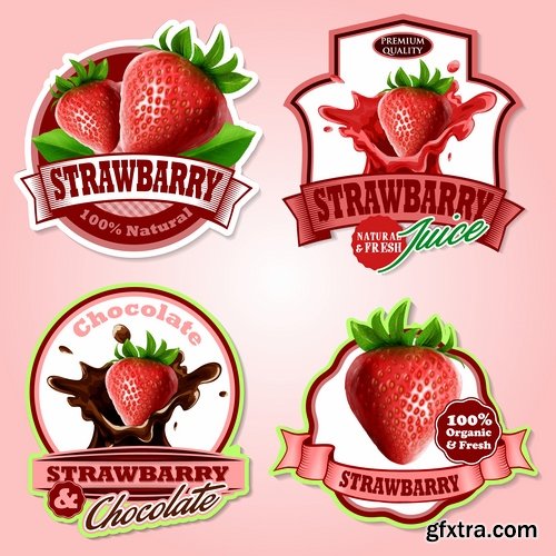 Collection label food meal pizza restaurant fast food fruit banana watermelon 25 EPS