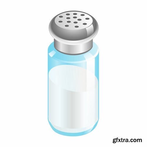 Collection of realistic icon picture food fruit meat milk bottle honey 25 EPS