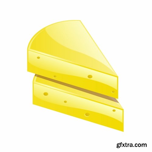 Collection of realistic icon picture food fruit meat milk bottle honey 25 EPS