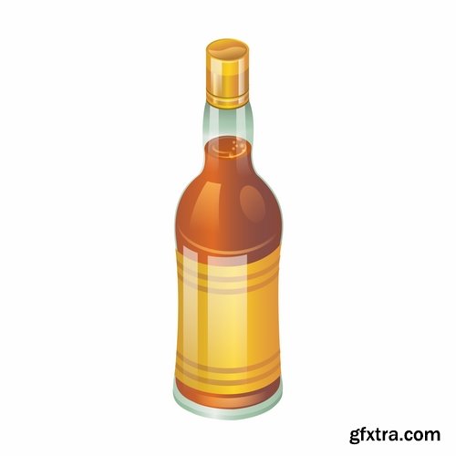 Collection of realistic icon picture food fruit meat milk bottle honey 25 EPS