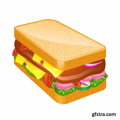 Collection of realistic icon picture food fruit meat milk bottle honey 25 EPS