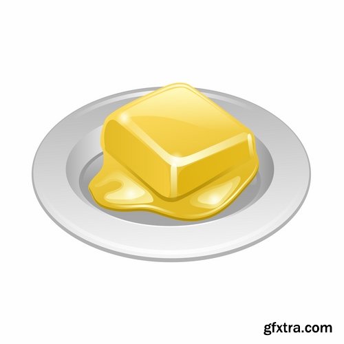 Collection of realistic icon picture food fruit meat milk bottle honey 25 EPS