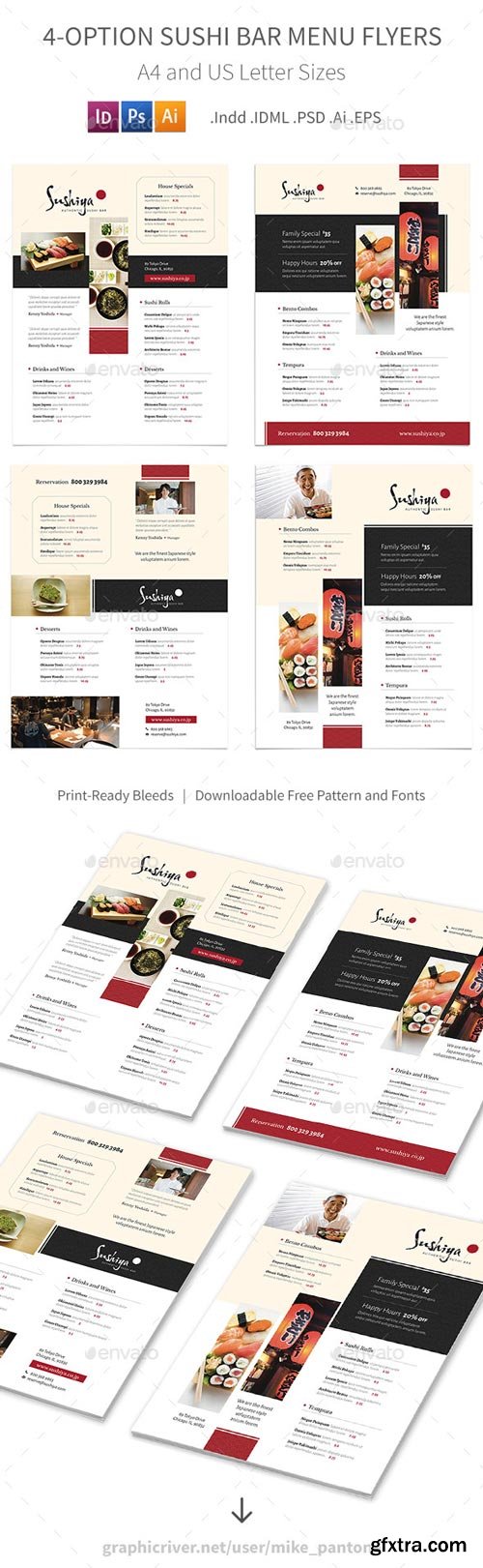 GraphicRiver - Sushi Bar Menu Flyers – 4 Options - 19273342