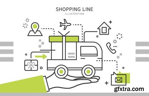 Line Shopping Illustration