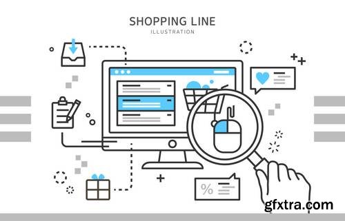 Line Shopping Illustration