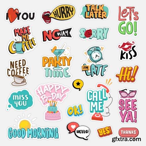 Set of Flat Design Stickers Set of Flat Design Stickers
