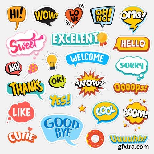 Set of Flat Design Stickers Set of Flat Design Stickers