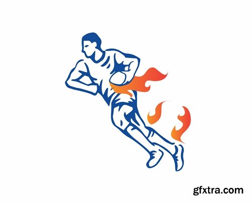 Collection logo sports icon ski snowboard soccer wrestling tennis 25 EPS