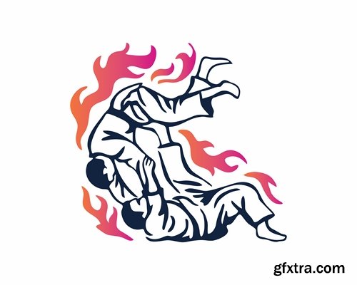 Collection logo sports icon ski snowboard soccer wrestling tennis 25 EPS