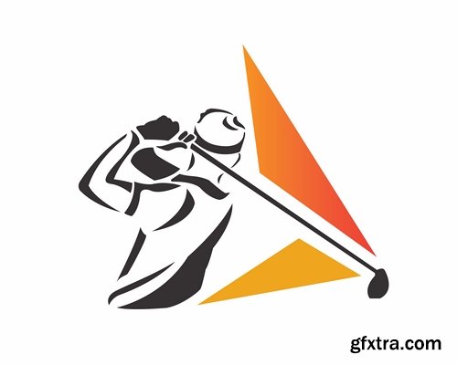 Collection logo sports icon ski snowboard soccer wrestling tennis 25 EPS