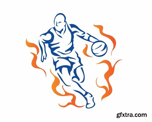 Collection logo sports icon ski snowboard soccer wrestling tennis 25 EPS