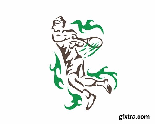 Collection logo sports icon ski snowboard soccer wrestling tennis 25 EPS