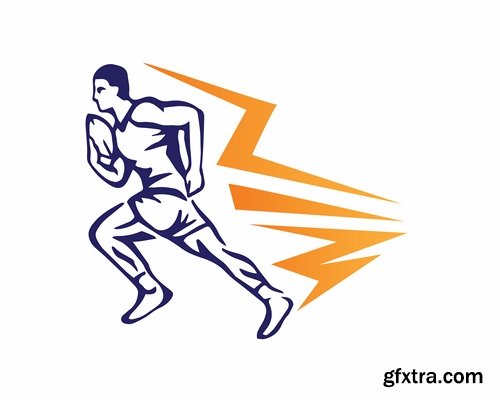 Collection logo sports icon ski snowboard soccer wrestling tennis 25 EPS