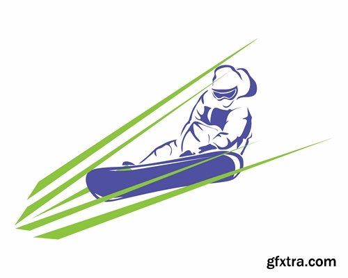 Collection logo sports icon ski snowboard soccer wrestling tennis 25 EPS