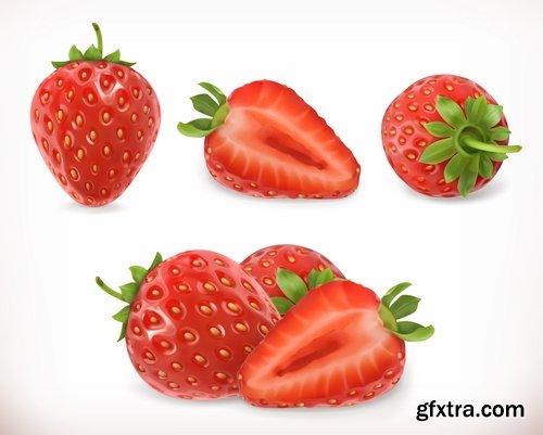 Collection of realistic illustration of vegetables fruits berries vector image 25 EPS