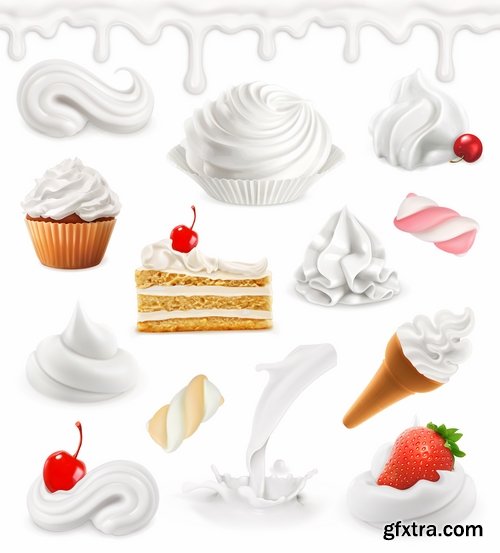 Collection of realistic illustration of vegetables fruits berries vector image 25 EPS