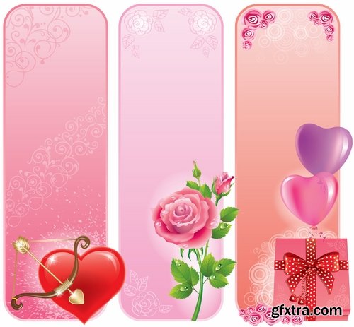 Collection flyer gift card Valentine's Day invitation card vector image 7-25 EPS