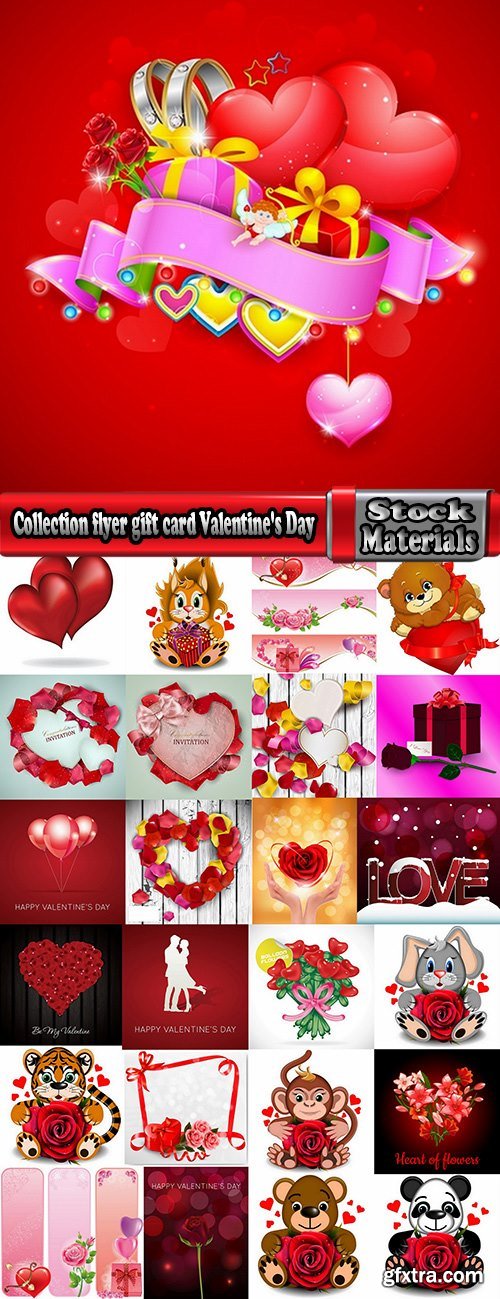 Collection flyer gift card Valentine's Day invitation card vector image 7-25 EPS