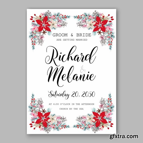 Collection of invitation card for the wedding celebration card with flowers 18 EPS