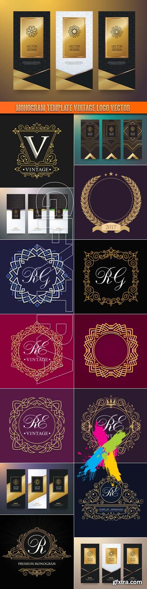 Monogram template vintage logo vector