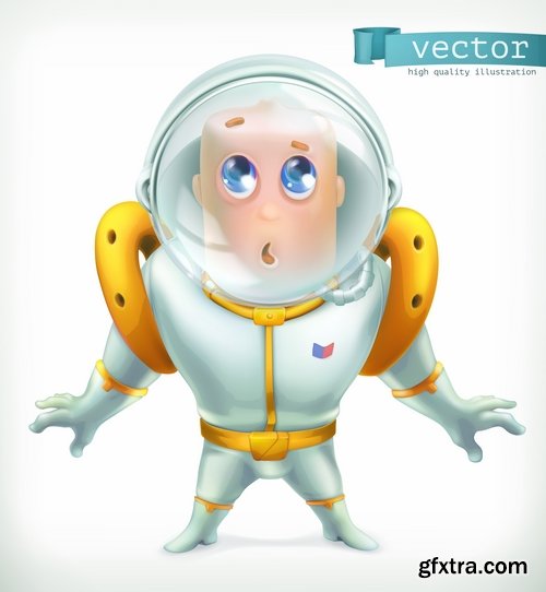 Collection of realistic illustration of a cartoon character to be printed on a postcard 25 EPS