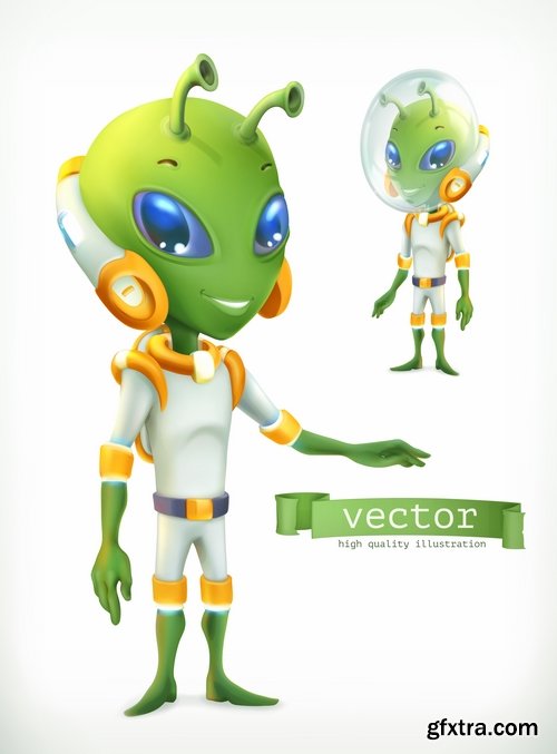 Collection of realistic illustration of a cartoon character to be printed on a postcard 25 EPS