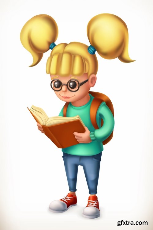 Collection of realistic illustration of a cartoon character to be printed on a postcard 25 EPS